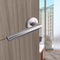 มือจับประตูเหล็กกล้าไร้สนิม 304 มาตรฐานยุโรป แบบท่อกลม มุมฉาก แบบแยกส่วน สำหรับประตูภายในและประตูภายนอก ทนไฟ 6