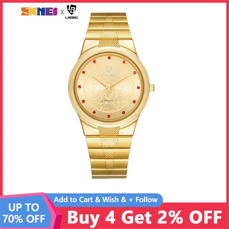 Golden Quartz Clock Watch Luxury Stainless Steel Bracelet Waterproof For Men Women Wristwatches Female Male relogio masculino christmas eve letters festive fashion student female trend magnetic clasp gold shell watch quartz watch 10