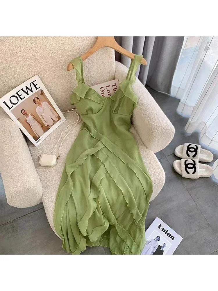 2023 Summer Women Sexy Backless V-Neck Green Suspender Dresses Spring French Elegant Party Princess Dresses Female Clothes - AliExpress 200000345 2023 Summer Women Sexy Backless V-Neck Green Suspender Dresses Spring French Elegant Party Princess Dresses Female Clothes - AliExpress 200000345