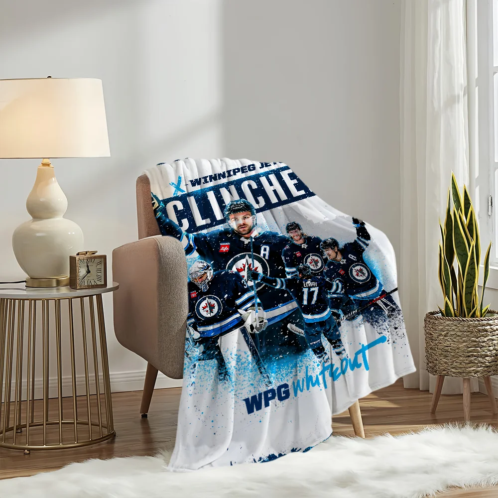 H-Hockey Warm Soft Plush Nap Blankets Sofa rug W-WinnipegS for Living Room J-jets Office Bedroom Home Travel Kid Gifts Flannel 6