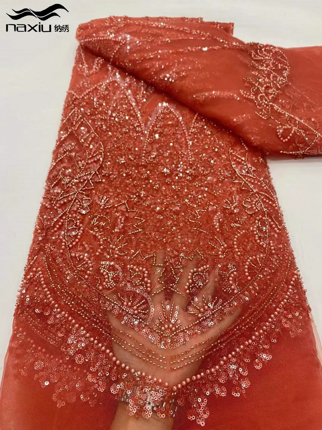 

Madison Latest African Beads Lace Fabric 2024 High Quality Lace French Mesh Lace Fabric Embroidered Sequins For Wedding Dresses