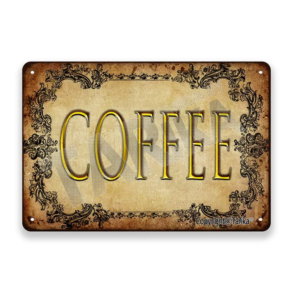 

Coffee Vintage Look Tin 20X30 cm Decoration Poster Sign for Home Kitchen Bathroom Farm Garden Garage Inspirational Quotes Wall D