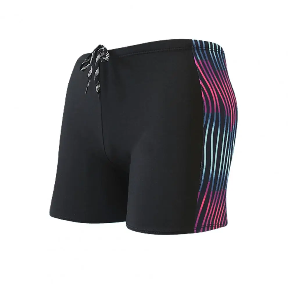 Men Trunks Print Contrast Color Quick-drying Slim Fit Swimming Shorts for Surfing Summer Swimsuit Boxer Shorts Bathing Suit