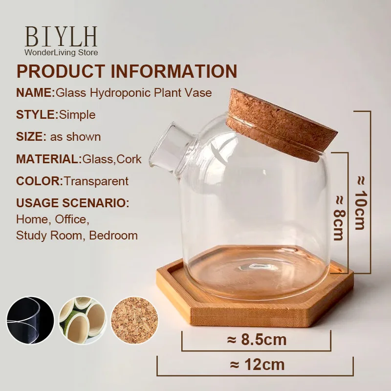 New Small Vase Transparent Glass Flower and Green Plants Cultivation Small Bottle Home Living Room Garden Decoration Small Vase 3