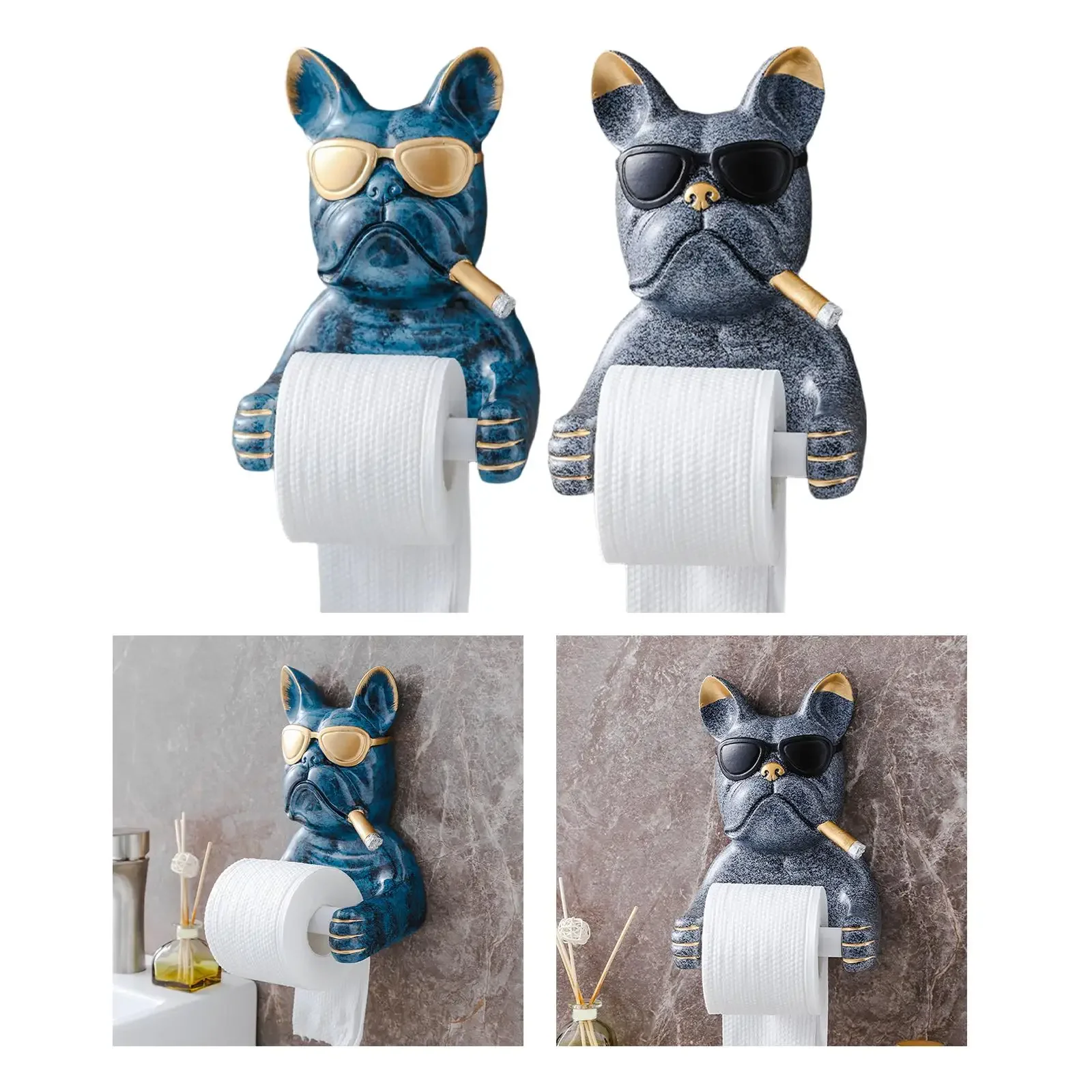 Toilet Paper Holder Cartoon Dog Sculpture for Home Washroom Hotel Kitchen Art