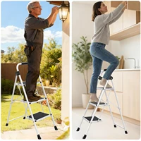 JHK 3 Step Ladder Folding Step Stool with Anti-Slip Pedal 330lbs Capacity Sturdy Steel Portable Heavy Duty Step Stool for Home