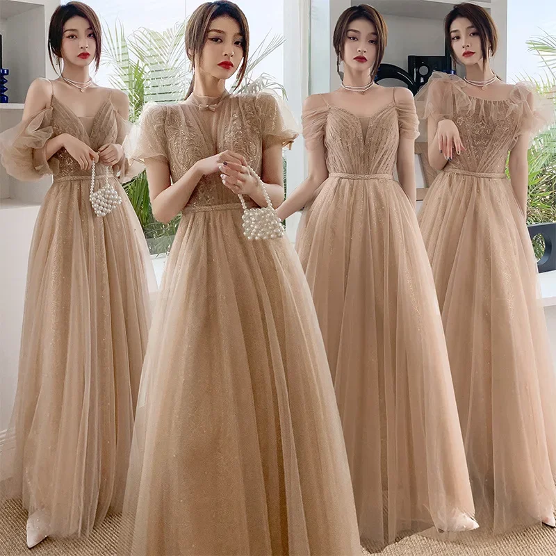 

Wedding Party Bridesmaid Dress for Women Gown Solid Appliques Long Skirt Elegant Ladies Banquet Women's Prom Dresses Vestidos