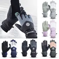 Winter Snowboard Ski Gloves PU Leather Non-slip Touch Screen Waterproof Motorcycle Cycling Fleece Warm Riding Gloves 1