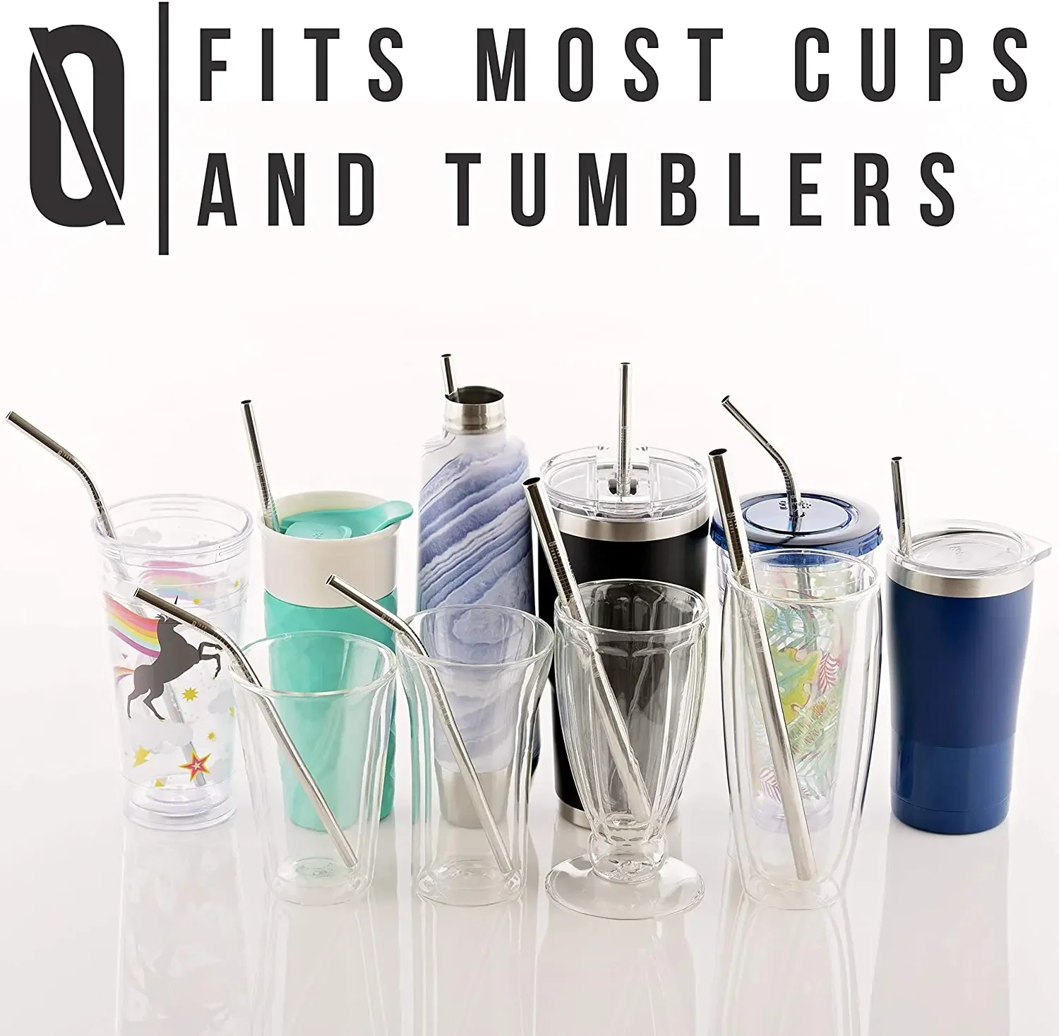 Drinking Straws Metal Straw Set Metal Straws Stainless Steel Straw 100PCS 304 Stainless Steel Straws Metal Straws Set with Cleaning Brushes Reusable Drinking for Cocktail Bar Party Drinks