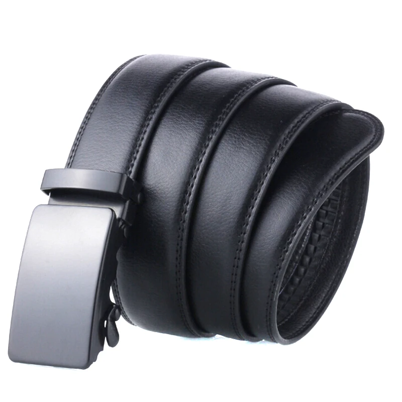 

Men Leather Belt Metal Automatic Buckle Brand High Quality Luxury Belts For Men Famous Work Business Black Cowskin PU Strap