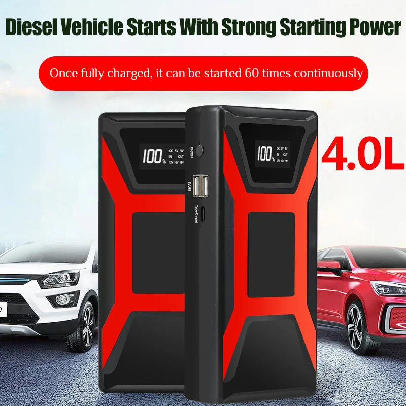 New 8000mAh Car Battery Jump Starter 600A 12V Automobile Emergency Booster Charger Starting Device Power Bank Diesel Articles articles