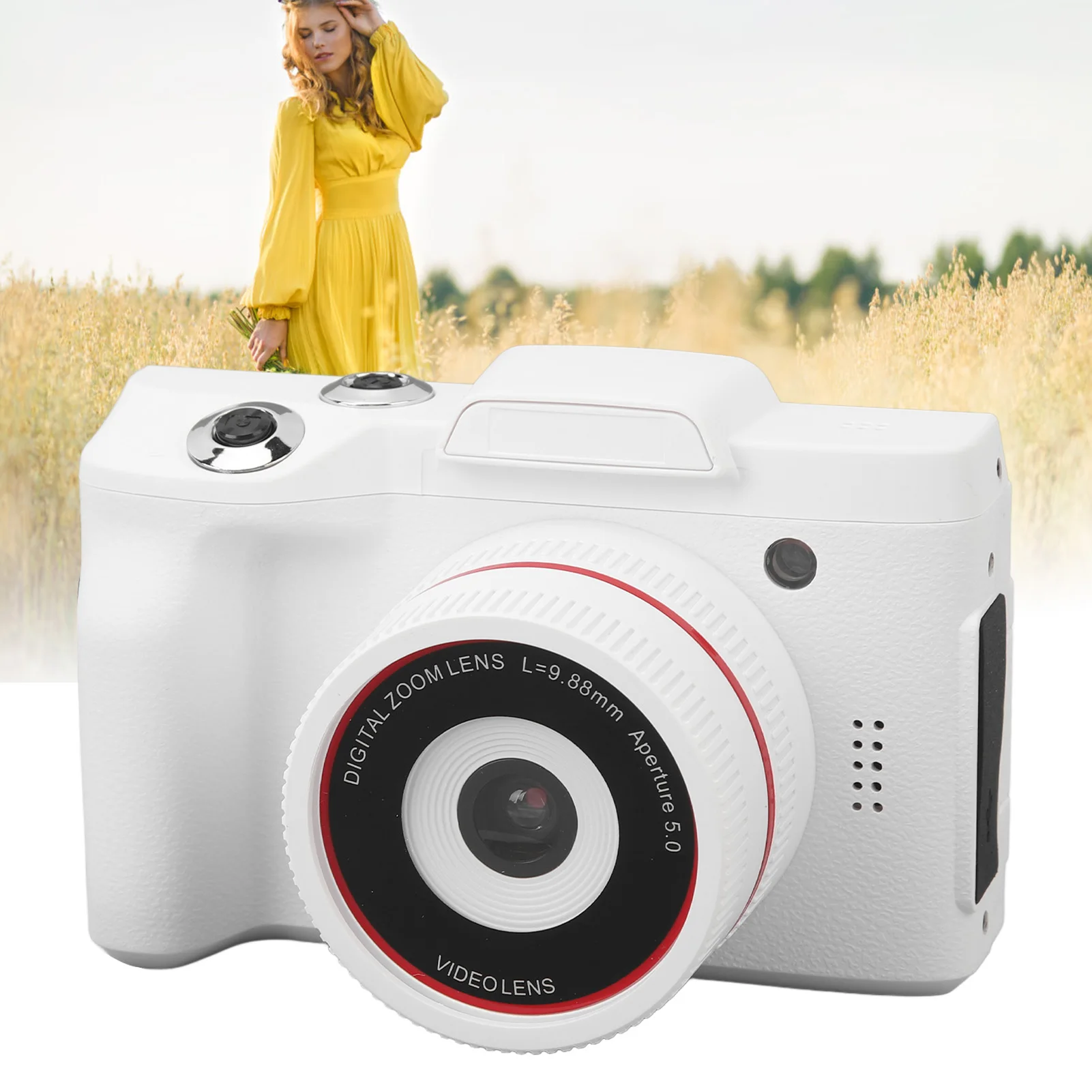 초심자 휴대용 소형 디지털 카메라, HD 16MP 화이트 컬러, 다축 안정화, 스마트 초심자 브이로그 카메라