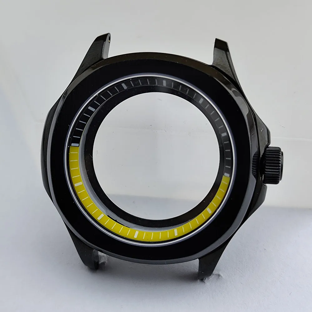 Black Steel Watch Case with Sapphire Glass and Chapter Ring, 39.5mm