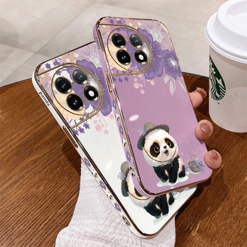 Flower Panda Luxury Plating Phone Case Cover