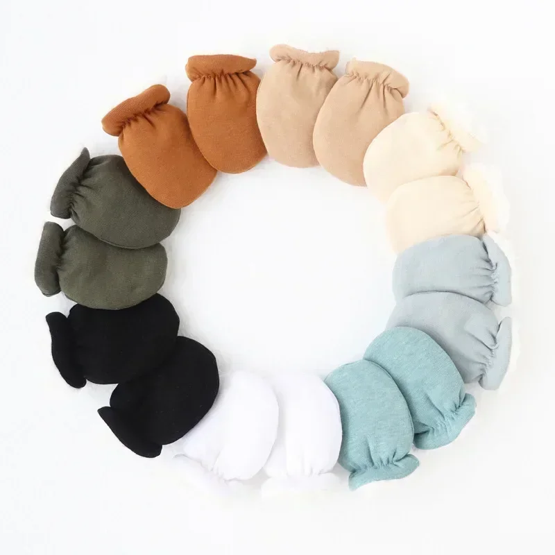 New Anti-scratch Face Gloves Fleece Thickened Gloves Newborn Autumn Winter Lamb Fleece Anti-eating Hand Cover 0-1 Years Old