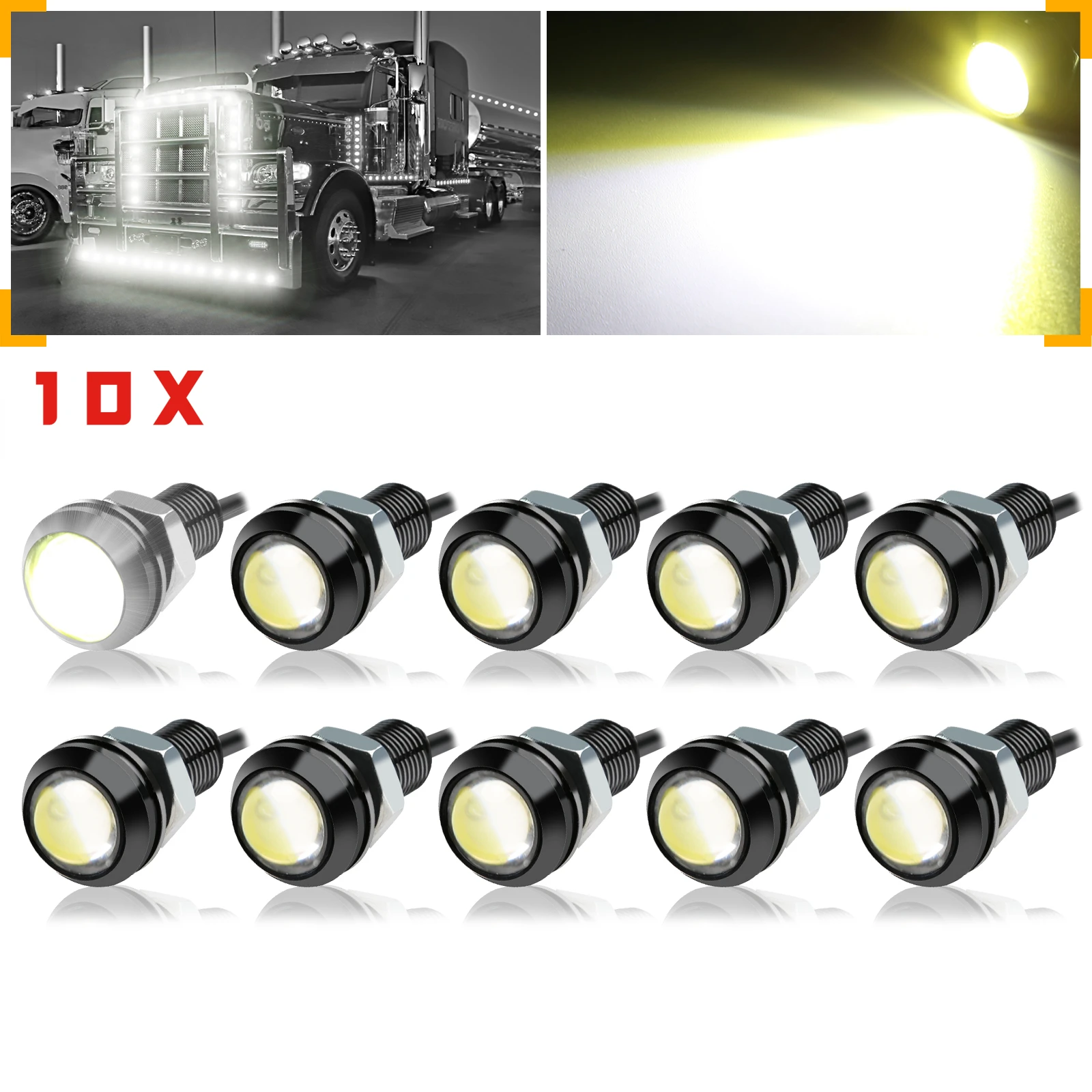 

10PCS 0.7in/18mm Car Eagle Eye DRL Led Daytime Running Lights LED 12V Backup Reversing Parking Signal Automobiles Lamps