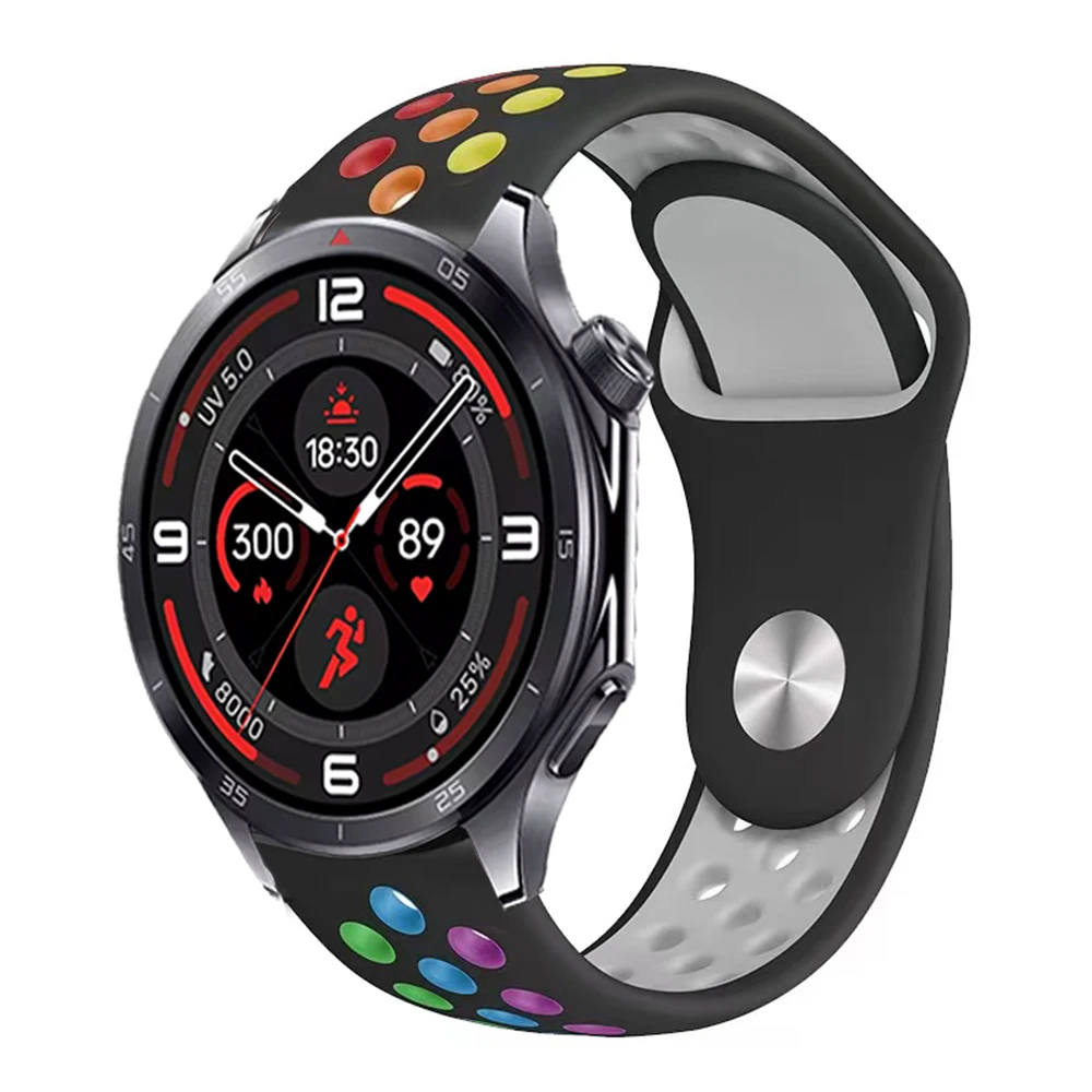 Two-Color Breathable Silicone Strap, 18/20/22mm