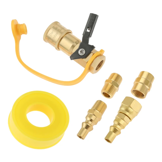 1/4 "Rv Propán Gyors Csatlakozás Illesztő Adapter Készlet Sárgaréz Lezáró Szelep Teljes Áramlású Dugó 3/8 Hüvelykes Női És Férfi Npt Szál Tömítőszalag - Image 6