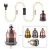 Vintage Power Cord Pendant Light 2M Hemp Rope Cables E26 E27 Lamp Holder Socket EU Plug Switch Industrial Pendant Light Fitting 2
