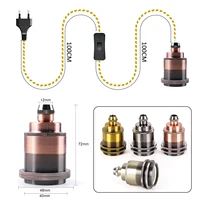 Vintage Power Cord Pendant Light 2M Hemp Rope Cables E26 E27 Lamp Holder Socket EU Plug Switch Industrial Pendant Light Fitting 2