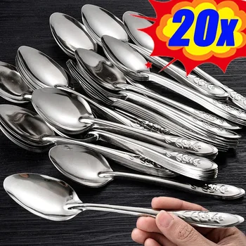 Cucchiai in acciaio inossidabile da 17 cm per gelato Dessert Anguria Cucchiaini da cucina Manico lungo Cucchiaio da zuppa Scoop Utensili da tavola 1