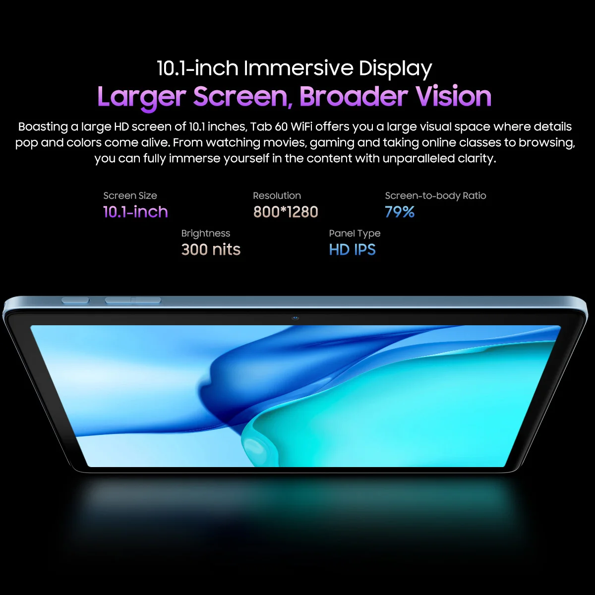 Blackview TAB 60 WIFI Tablet 10.1 Inch HD Display 4GB RAM 128GB ROM 5100mAh Battery Widevine L1 Android 14 WIFI Tablets PC Pad 4