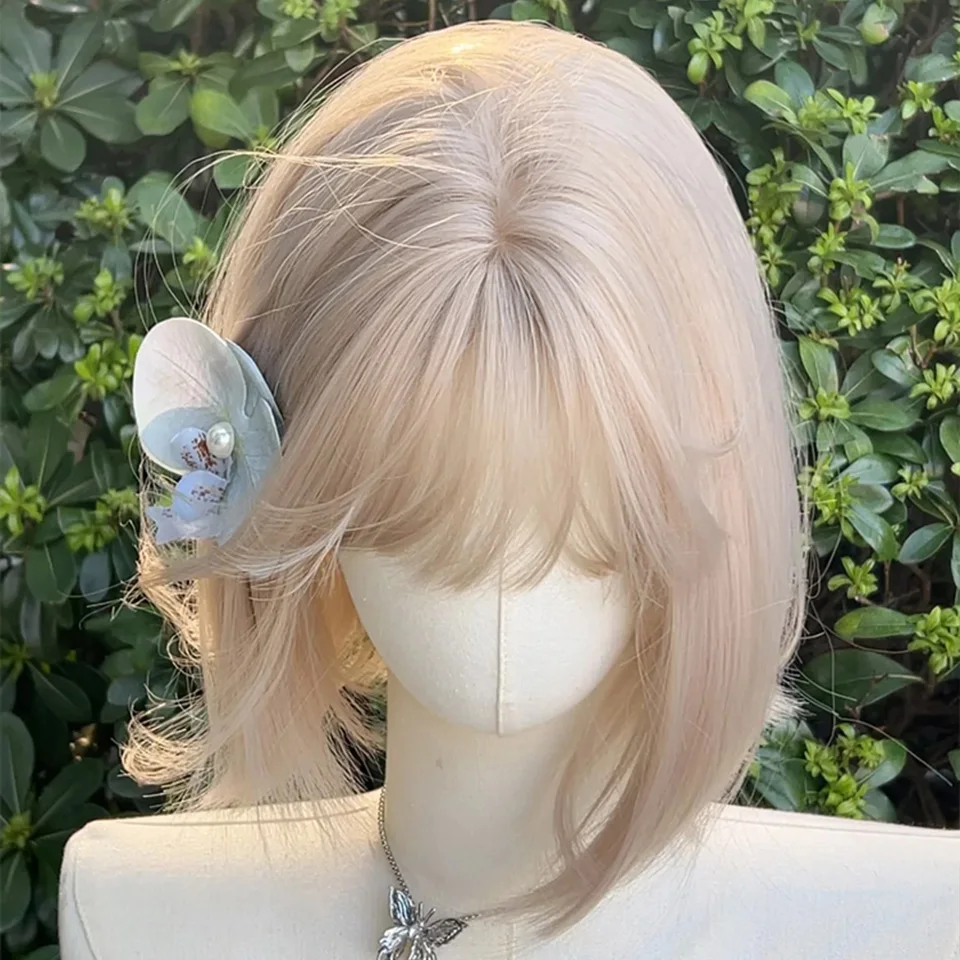 Brown Synthetic Long Deep Wave Wig For Women With Bangs