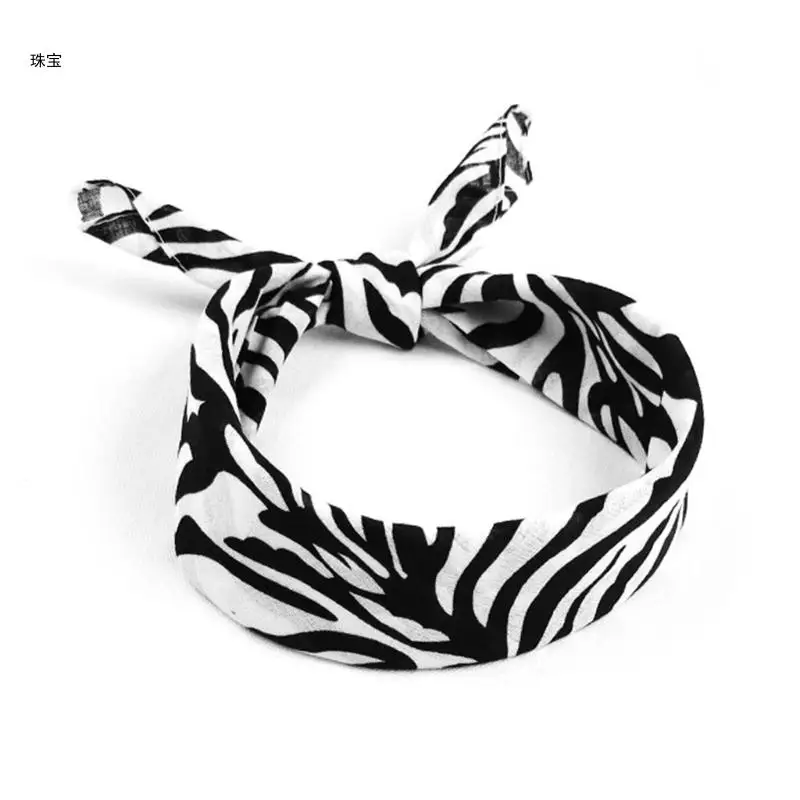 

X5QE Stripes Print Bandana Square Scarf Hip Hop Sport Cycling Headbad Wristband