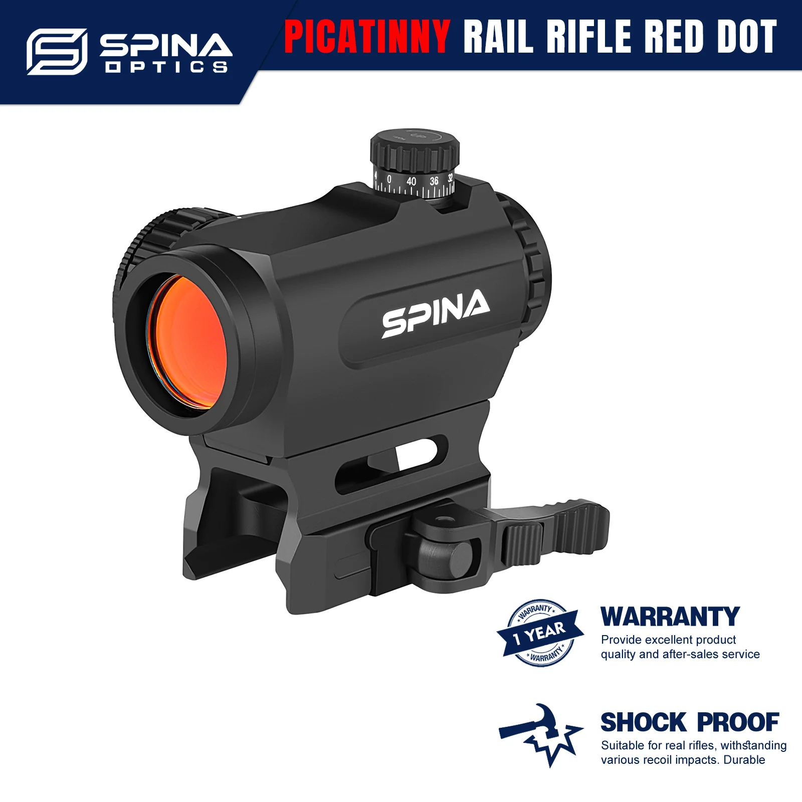 SPINA OPTICS HD 1x20 Red Dot Sight External adj QD Mount Quick Shooting Red Dot Sight Real Firearms Fit AR15 CBQ.556.308.223