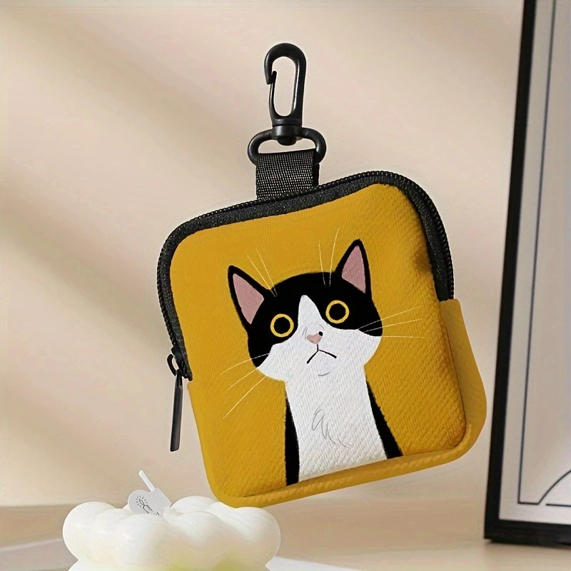 1pc，Cat pattern printing, large capacity coin wallet, digital printing coin wallet, storage bag, ideal choice for gifts
