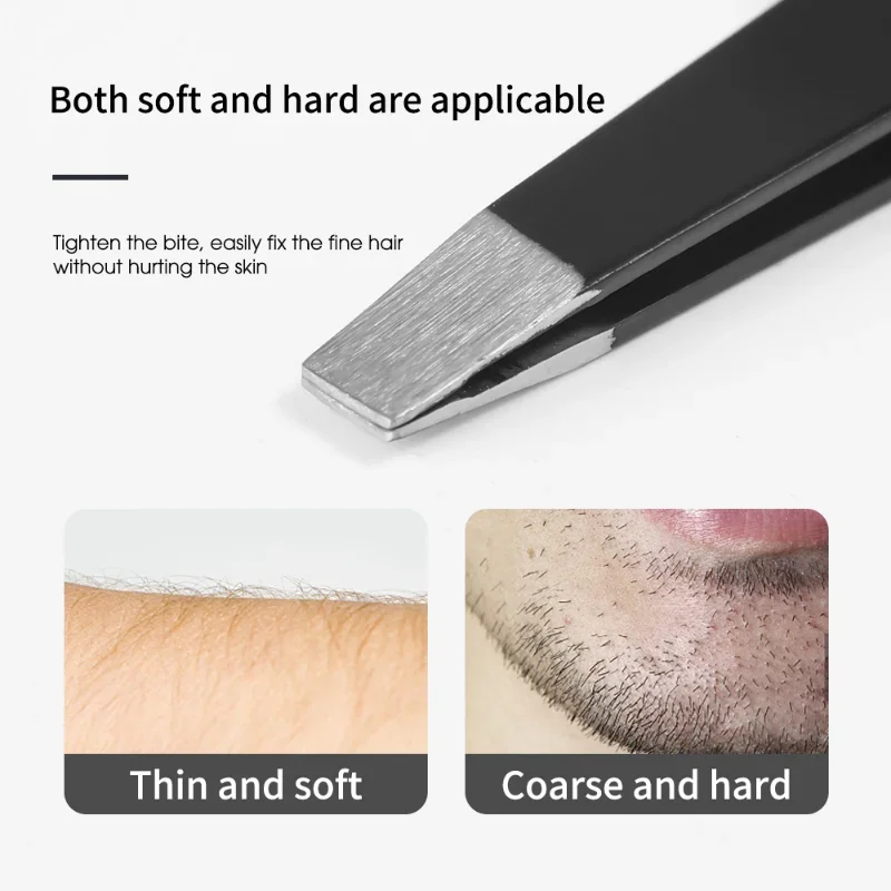 1PCS Flat Slant Tip Head Eyebrow Tweezers Portable Hair Beard Trimming Tools Stainless Steel Eyelashes Makeup Clip Accessories 3