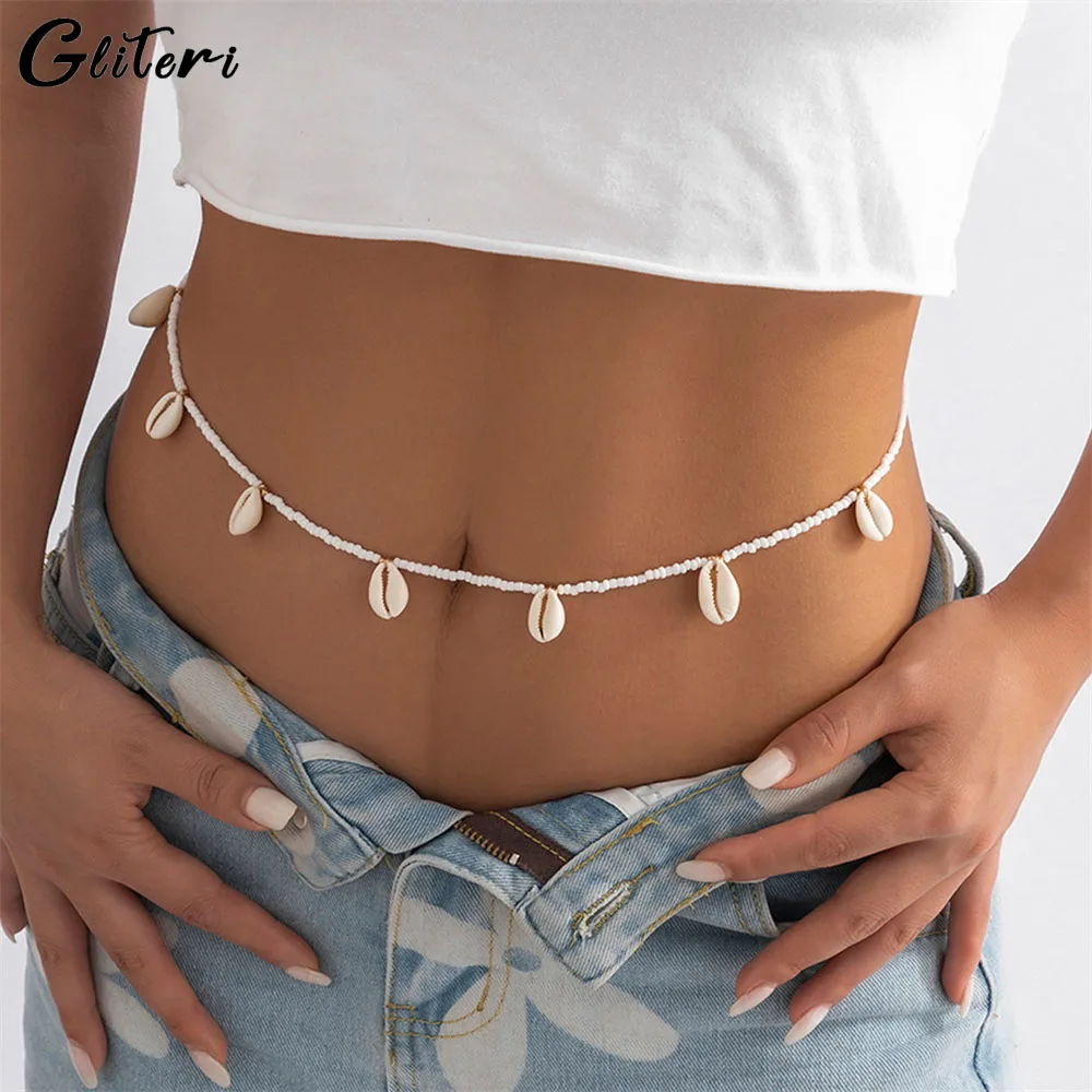 Geiteri Classic Multiple Shell Beads Body Chain For Women Girls Bohemia Gold Color Beach Waist Chain Jewelry Party Gifts 2023