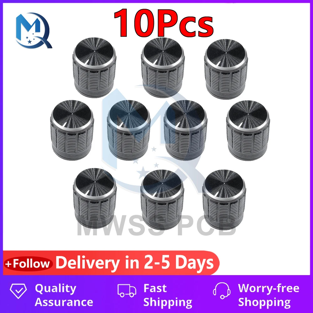 Potentiometer Knobs 10PCS/Lot 6MM Black Metal Volume Control Knobs Switch For Knurled Shaft Insert Potentiometer Knob Diameter 15mm x 16.5mm Height