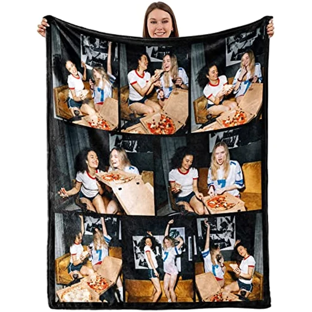 Custom Blanket with Photo Picture Text Personalized Throw Blanket