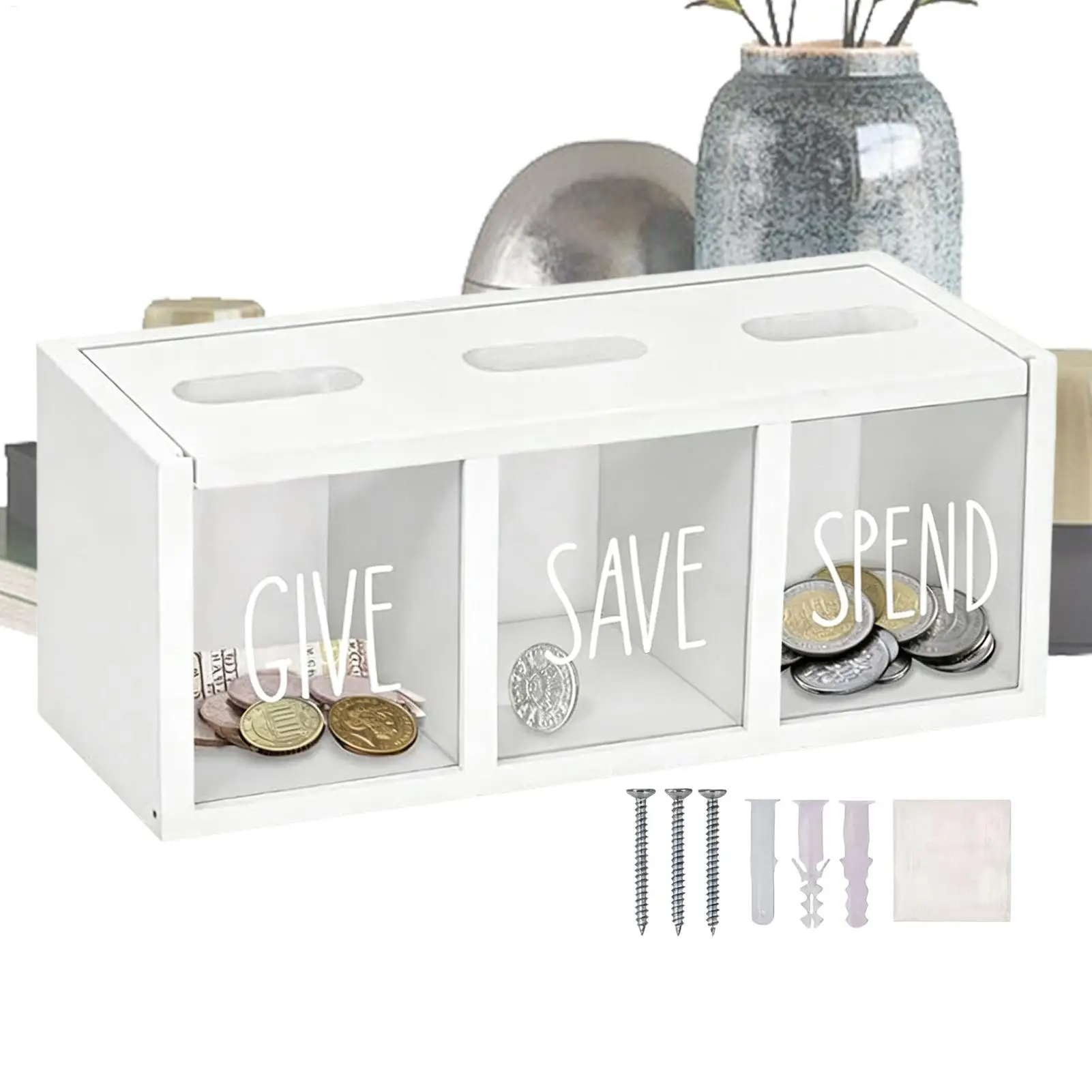 Wall-Mounted Transparent Money Saving Box Trio