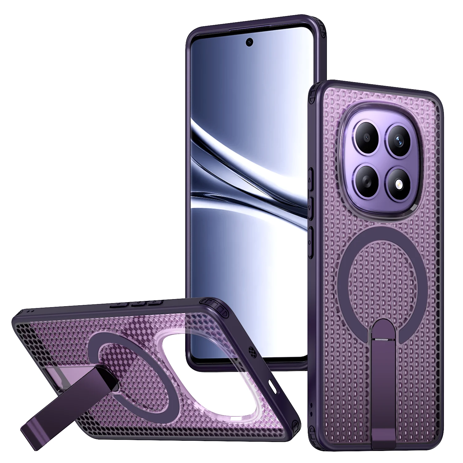 Luxury Magnetic Bracket Rugged Tough Phone Case with Heat Dissipation