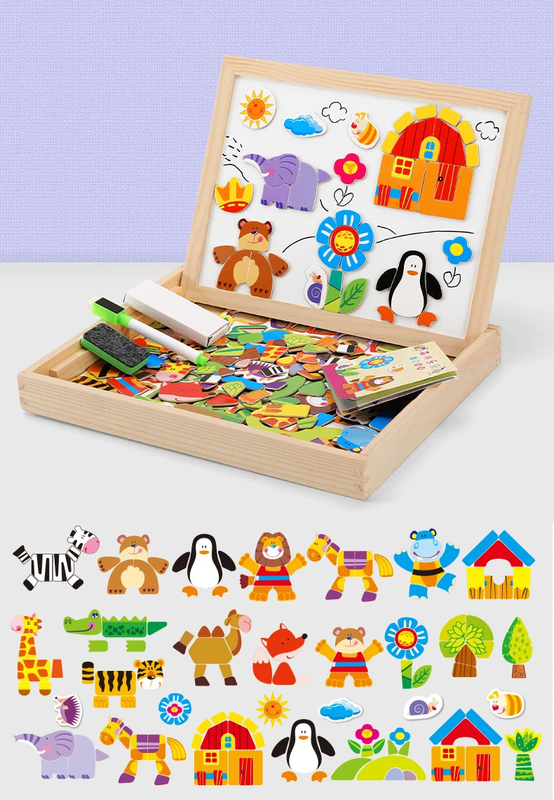 COOLJOY Puzzle Magnetico Legno  Lavagna Magnetica per Bambini