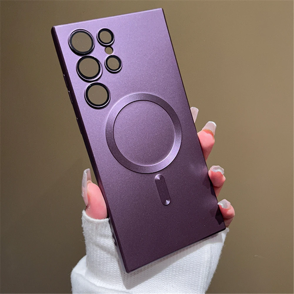 Matte Magnetic Wireless Charging Case with Silicone Lens Protection Cover