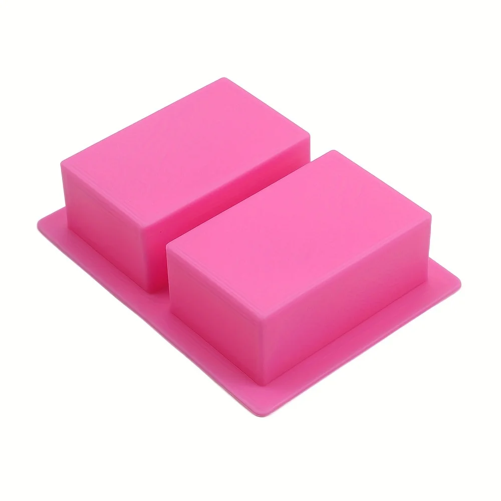 Silicone Mold 1pc Rectangle Silicone Soap Mold 4 Oz Thick Rectangular Resin Candle Mold 2-Cavity Toast Cake Pastry Baking Tool