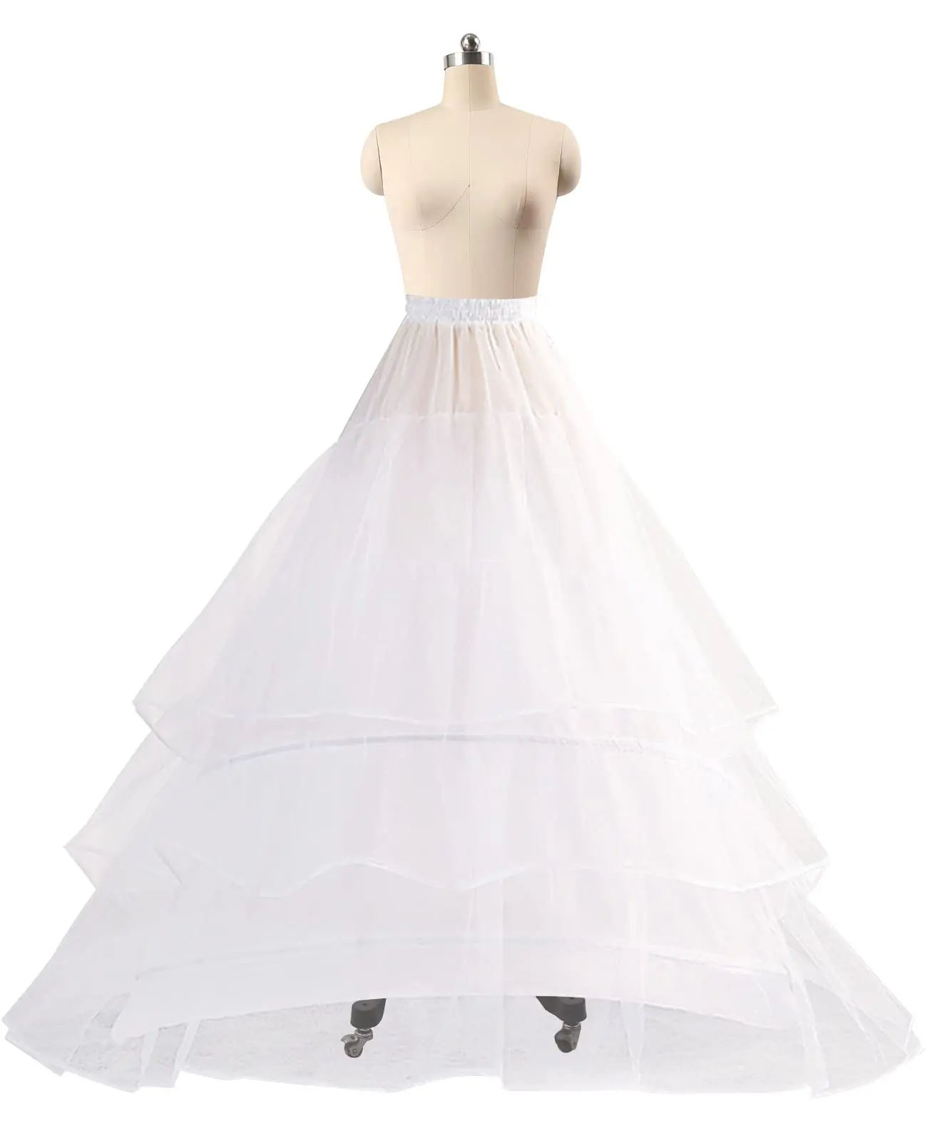 Women Mermaid Petticoat Crinoline 3 Layers Floor Length Underskirt for Wedding Dress