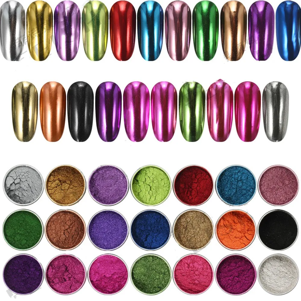 Nail powder 0.5g metallic mirror effect chrome glitter 19Colors for nail, nail powder, nail glitter, nail pigment