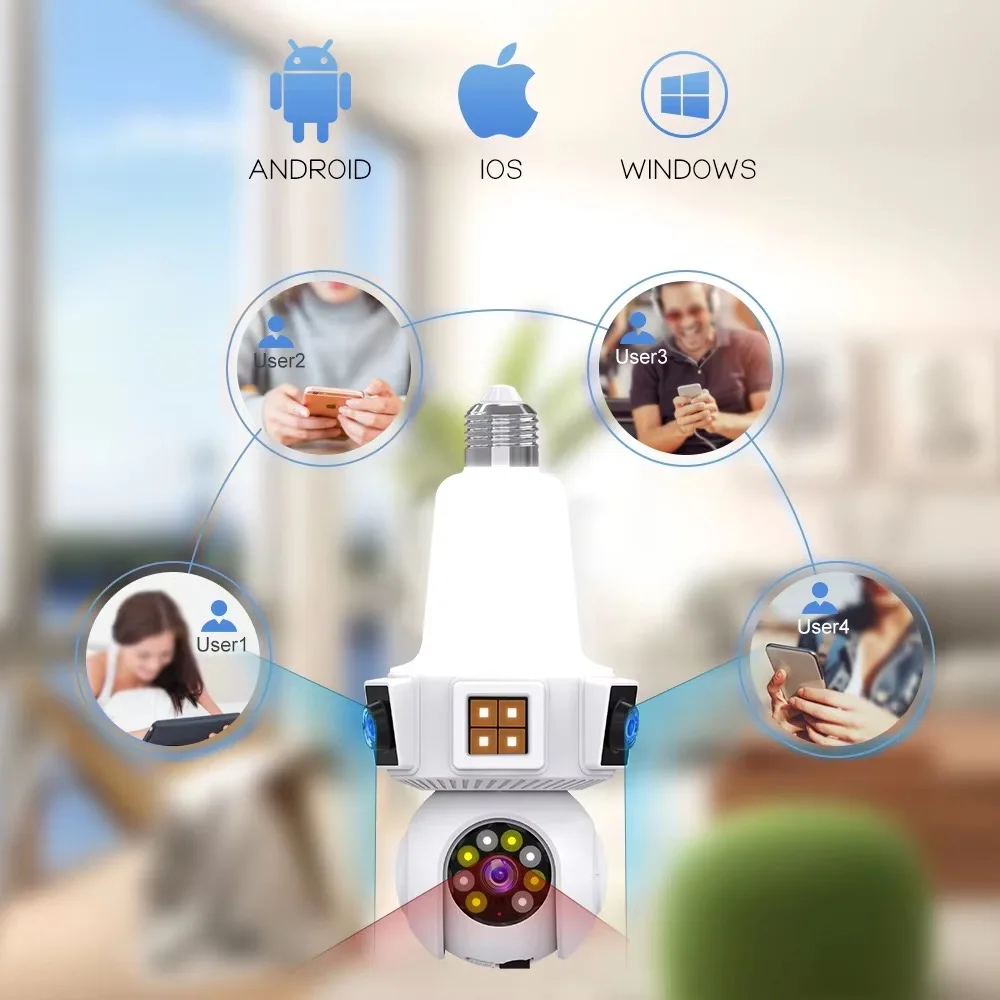 6MP V380Pro Dual Lens E27 Full Color Wireless PTZ IP Dome Camera AI Humanoid Detection Home Security CCTV Baby Monitor 3