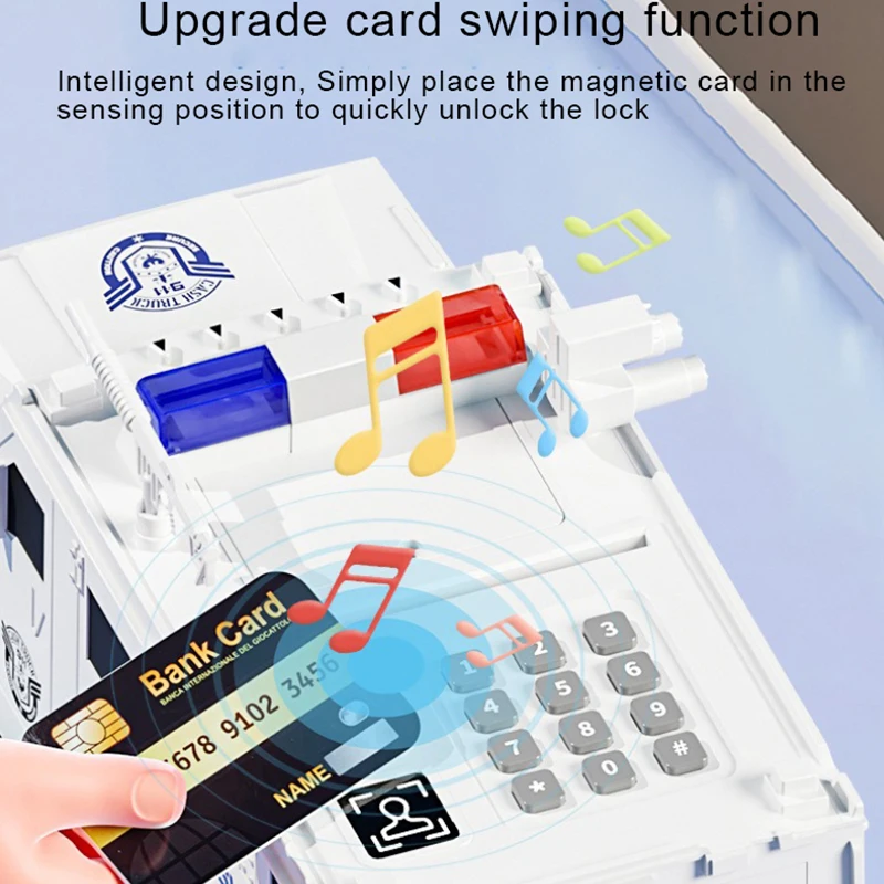 Voice Transport Vehicle Car Cash Money Storage Tank, Police Car Automatic Password ATM Machine Piggy Bank, Birthday Gift 2