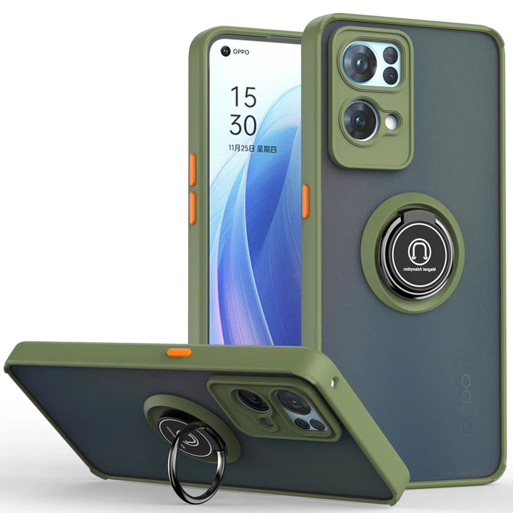 KEYSION Matte Case for OPPO Reno7 5G 7 Z 5 Lite 5F 4 Pro Transparent Ring Shockproof Phone Cover for OPPO A52 A72 A92 A5_voghion.com