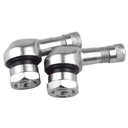 Universal Motorcycle 90° CNC Aluminum Tire Valve Stem Caps - 10 Color Options (Silver)