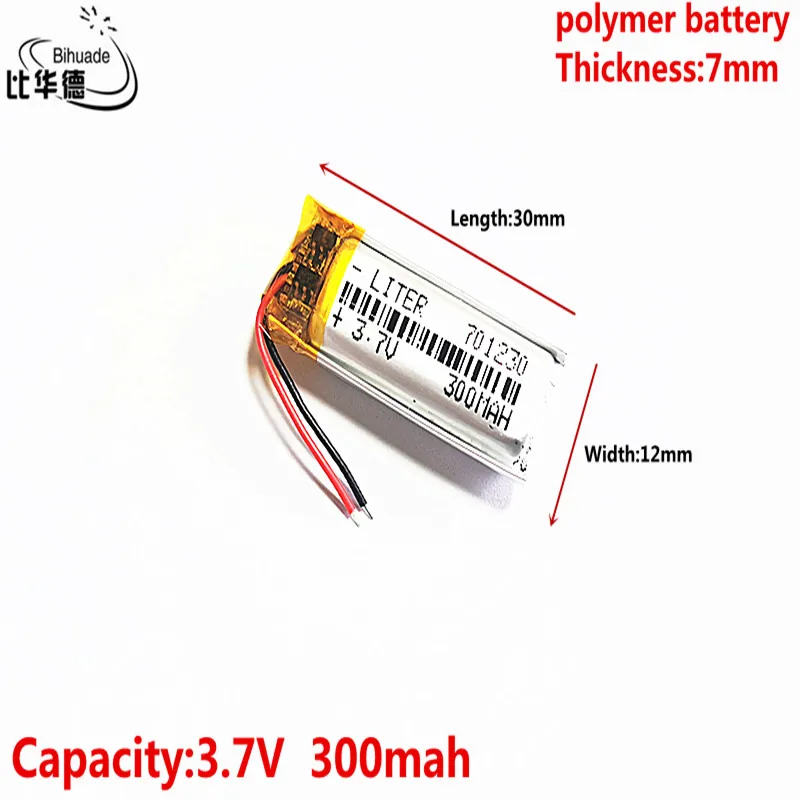 Lithium Ion Battery Bluetooth Speaker Battery 3.7V 300MAH 701230 Lithium Polymer LiPo Rechargeable Battery For Mp3 headphone PAD DVD bluetooth camera AirPods Pro battery