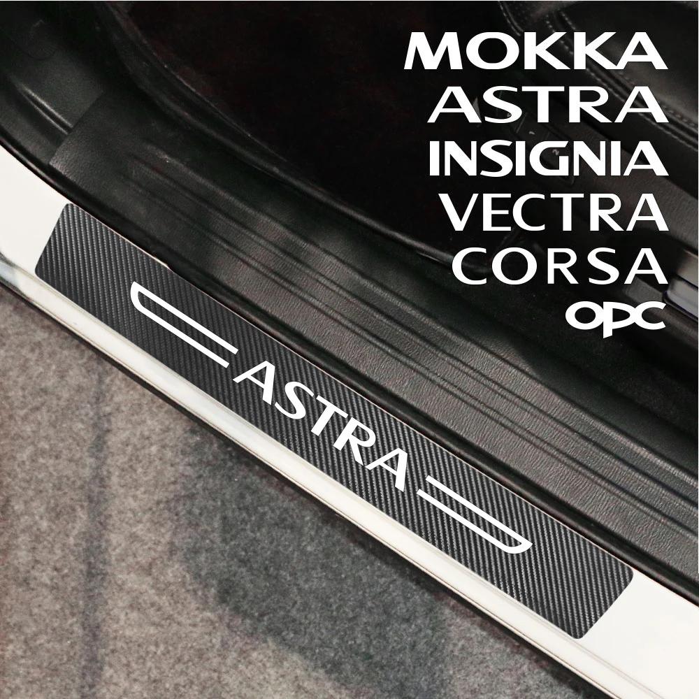 Für opel astra corsa insignia mokka opc vectra 4pcs carbon faser autotür  schwelle aufkleber aufkleber auto styling zubehör dekoration