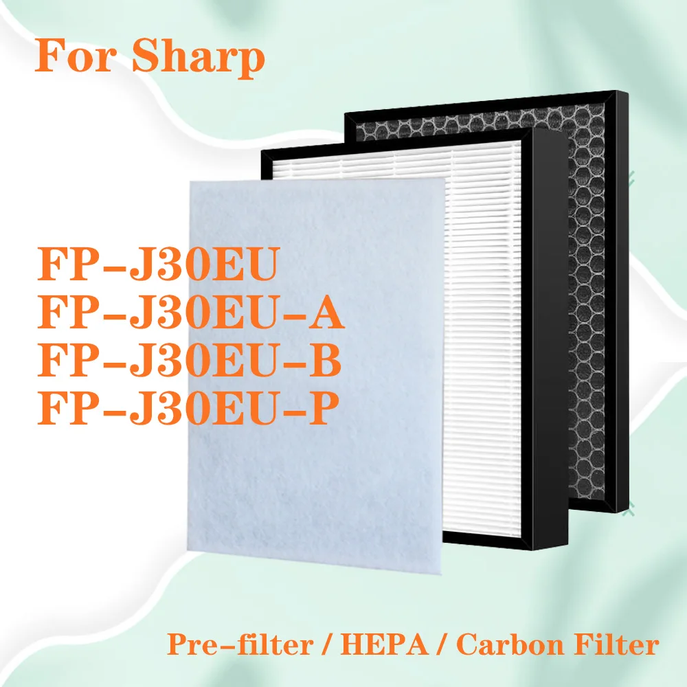 

Высокоэффективные воздушные фильтры и дезодорирующие углеродные фильтры для очистителей воздуха Sharp заменяют FP-J30EU FP-J30EU-A FP-J30EU-B FP-J30EU-P