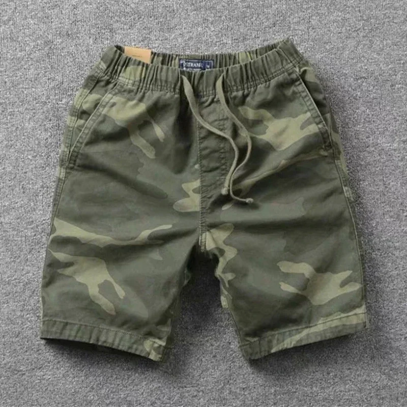 Pantalones cortos para hombre con cordón holgados de camuflaje, pantalones cortos cargo para hombre, anchos y sueltos, estilo Harajuku 2024, moda popular, informal, Y2k