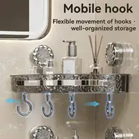 No Drill Clear Wall Caddy, Drill-Free Removable Multi Triangle Storage, Clear, Acrylic Shelf,glacier pattern suction cup shelf 2